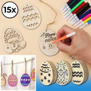 Houten paaseieren (15st) | EGGNAMENTIFY